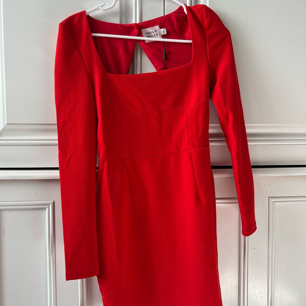 Never worn red long sleeve mini dress